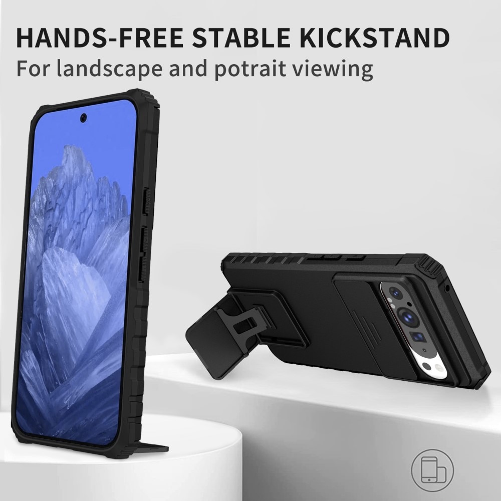 Google Pixel 9 Pro XL Kickstand Hoesje met Camera Protector Zwart