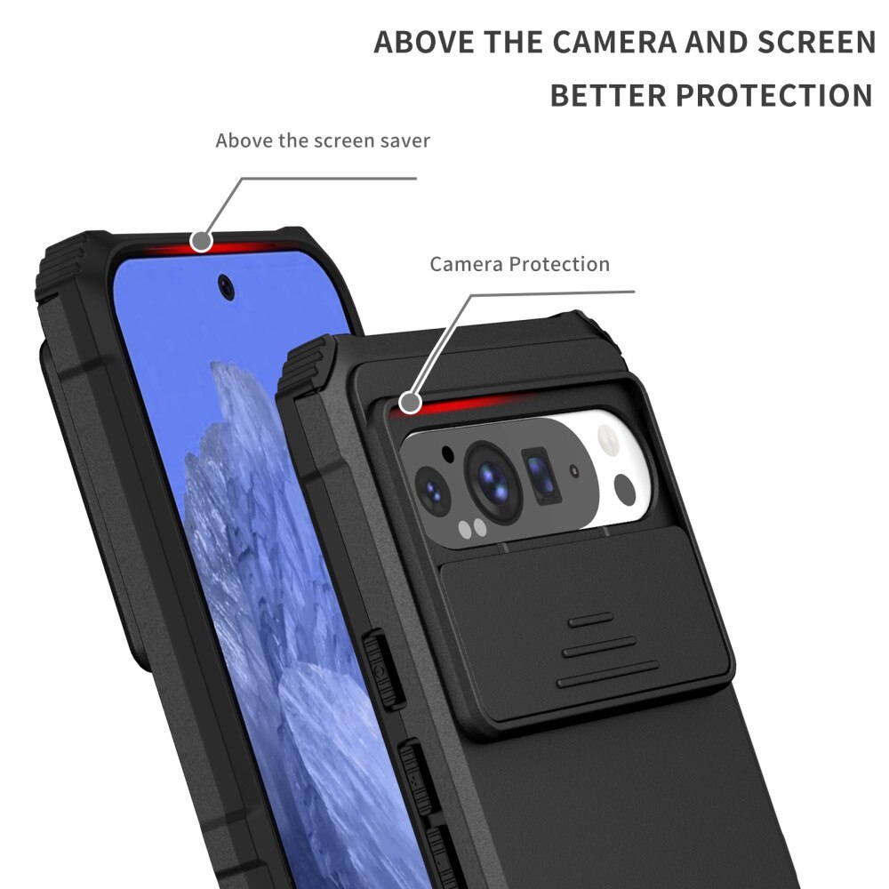 Google Pixel 9 Pro XL Kickstand Hoesje met Camera Protector Zwart