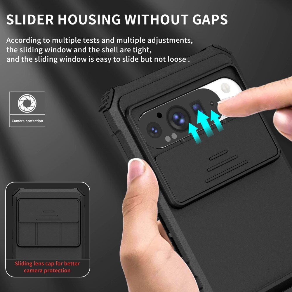 Google Pixel 9 Pro XL Kickstand Hoesje met Camera Protector Zwart