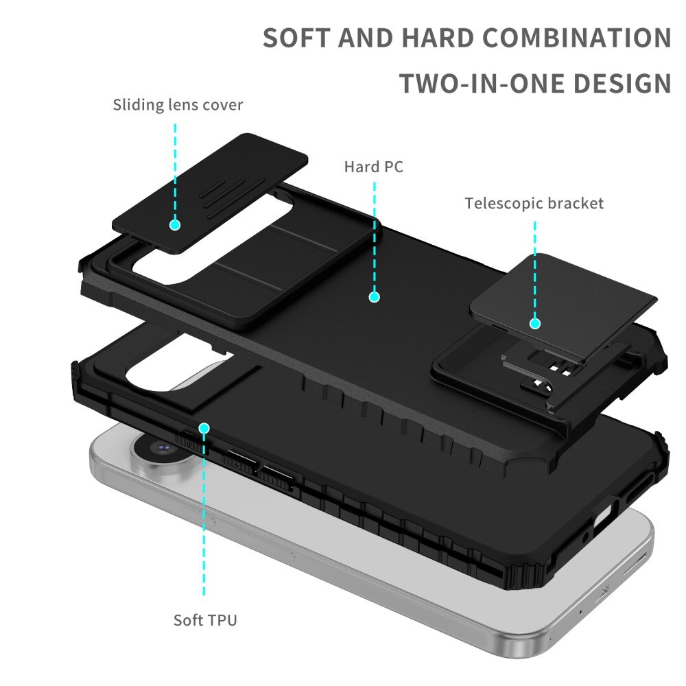Google Pixel 9 Pro XL Kickstand Hoesje met Camera Protector Zwart