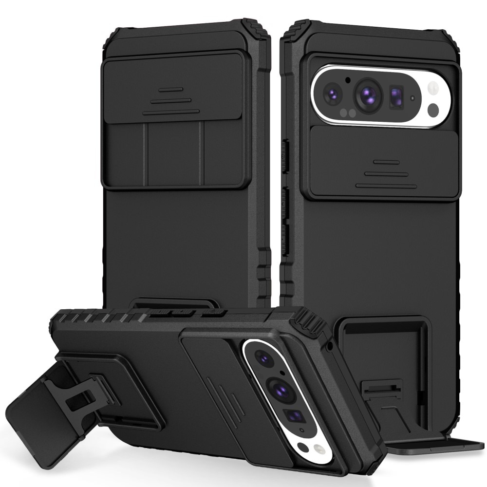 Google Pixel 9 Kickstand Hoesje met Camera Protector Zwart