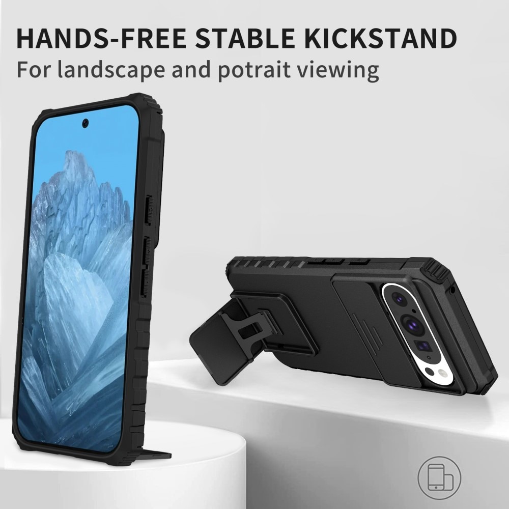 Google Pixel 9 Kickstand Hoesje met Camera Protector Zwart