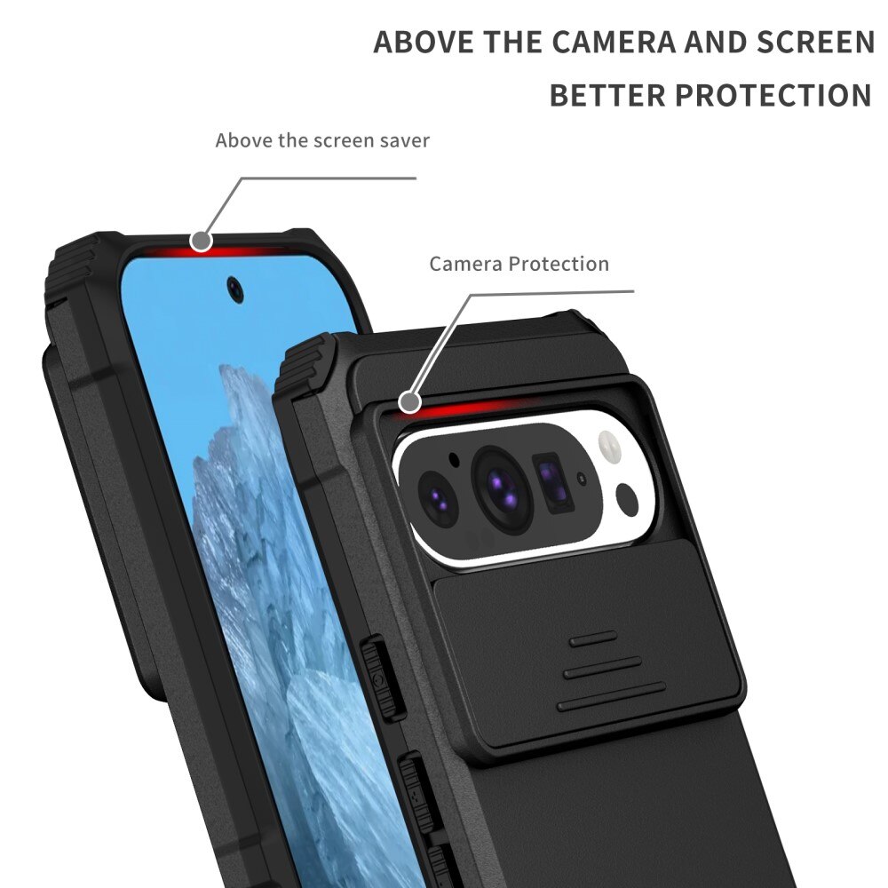 Google Pixel 9 Kickstand Hoesje met Camera Protector Zwart