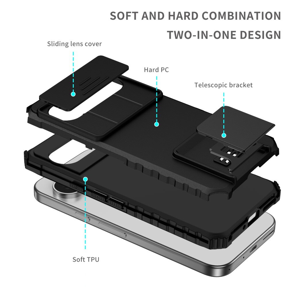 Google Pixel 9 Kickstand Hoesje met Camera Protector Zwart