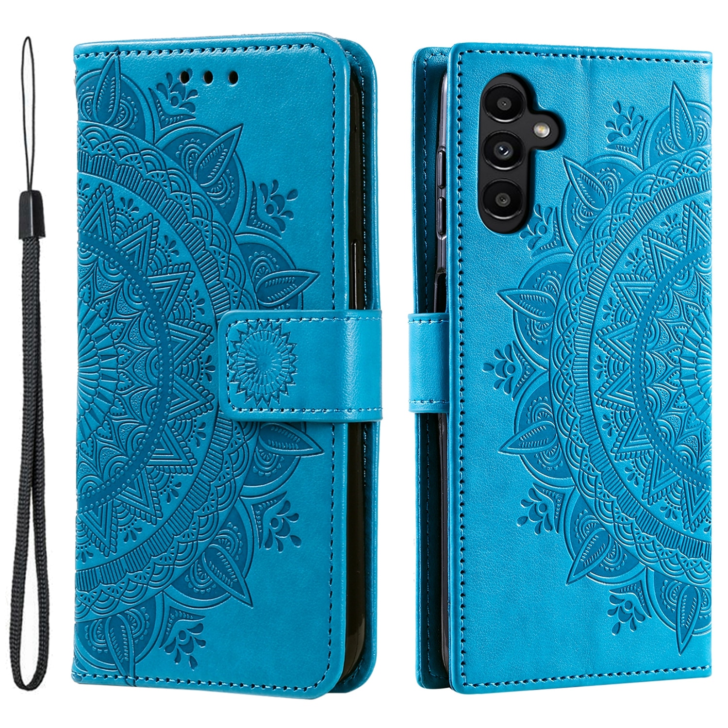 Samsung Galaxy A17 Leren Mandalahoesje Blauw