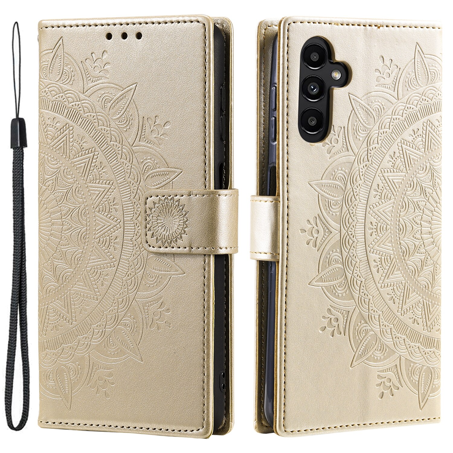 Samsung Galaxy A17 Leren Mandalahoesje Goud