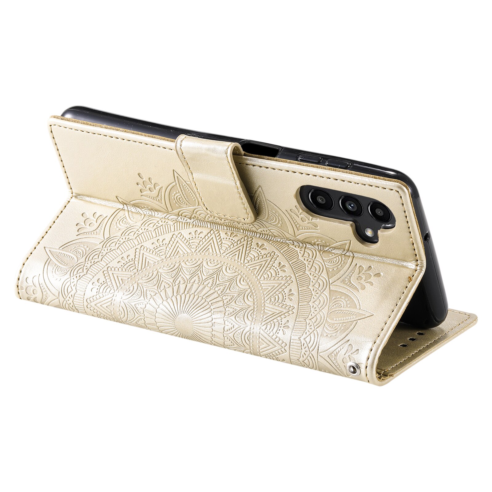 Samsung Galaxy A17 Leren Mandalahoesje Goud