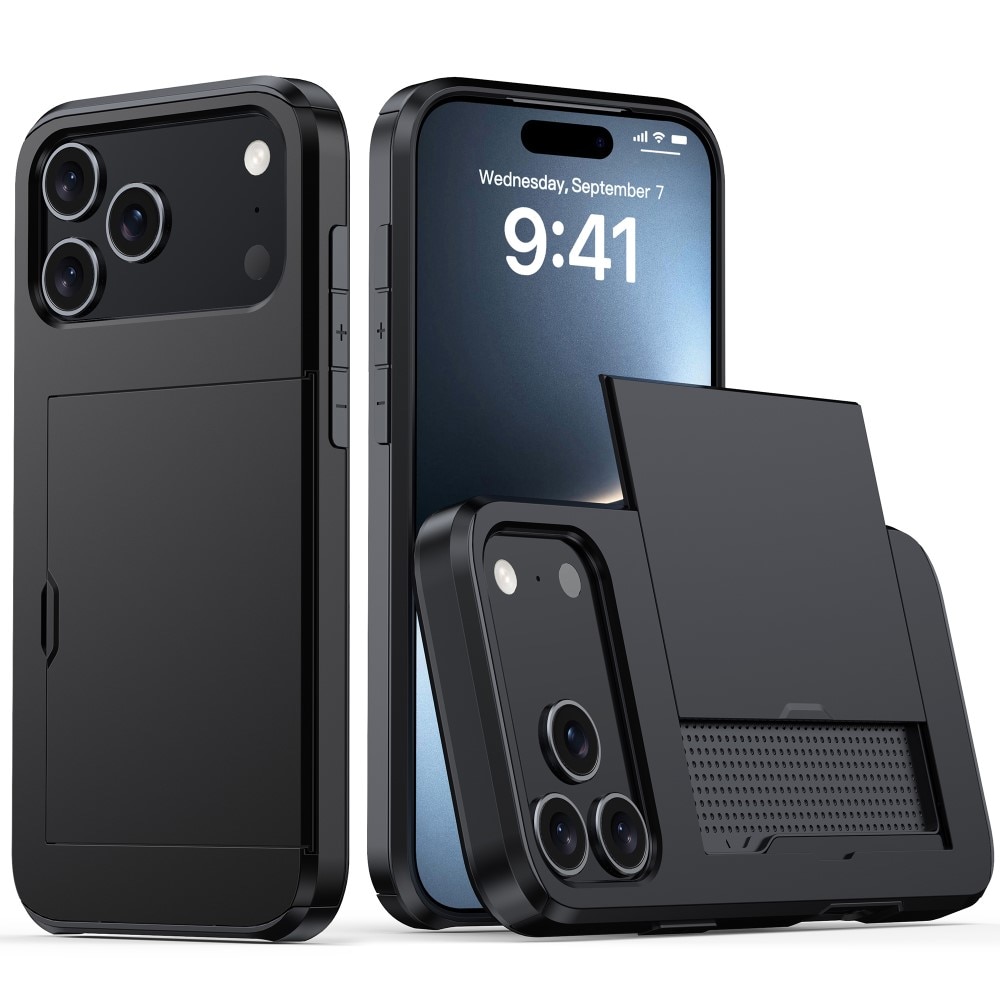 iPhone 17 Pro Max Hoesje met Cardslot Zwart