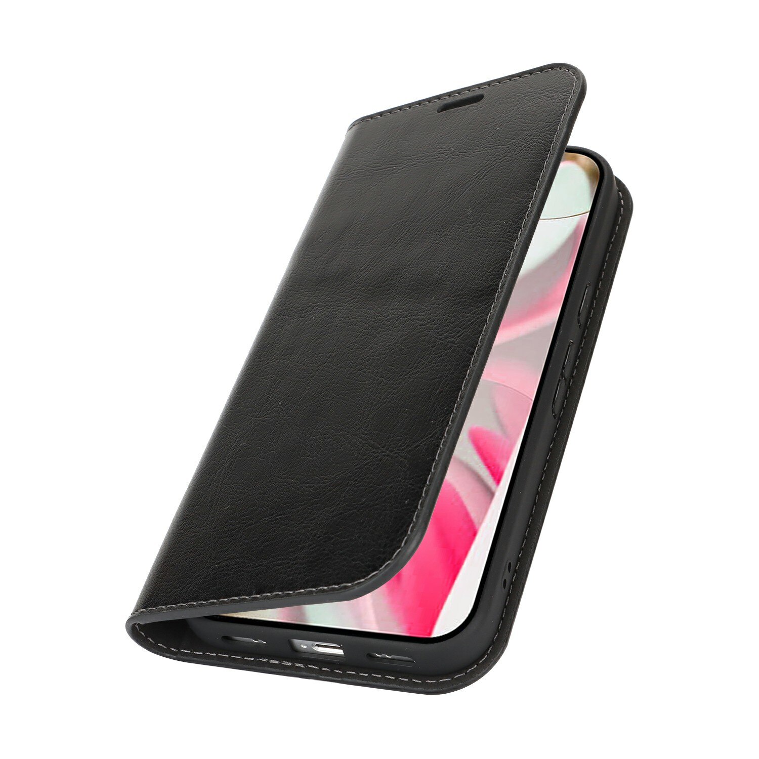 Google Pixel 10 Mobielhoesje Echt Leer Zwart