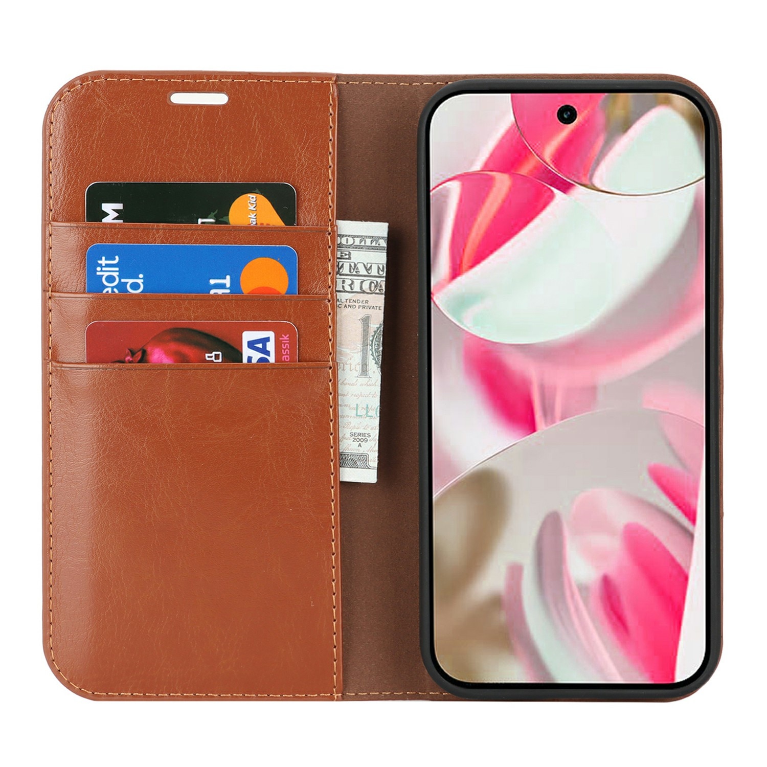 Google Pixel 10 Mobielhoesje Echt Leer Bruin