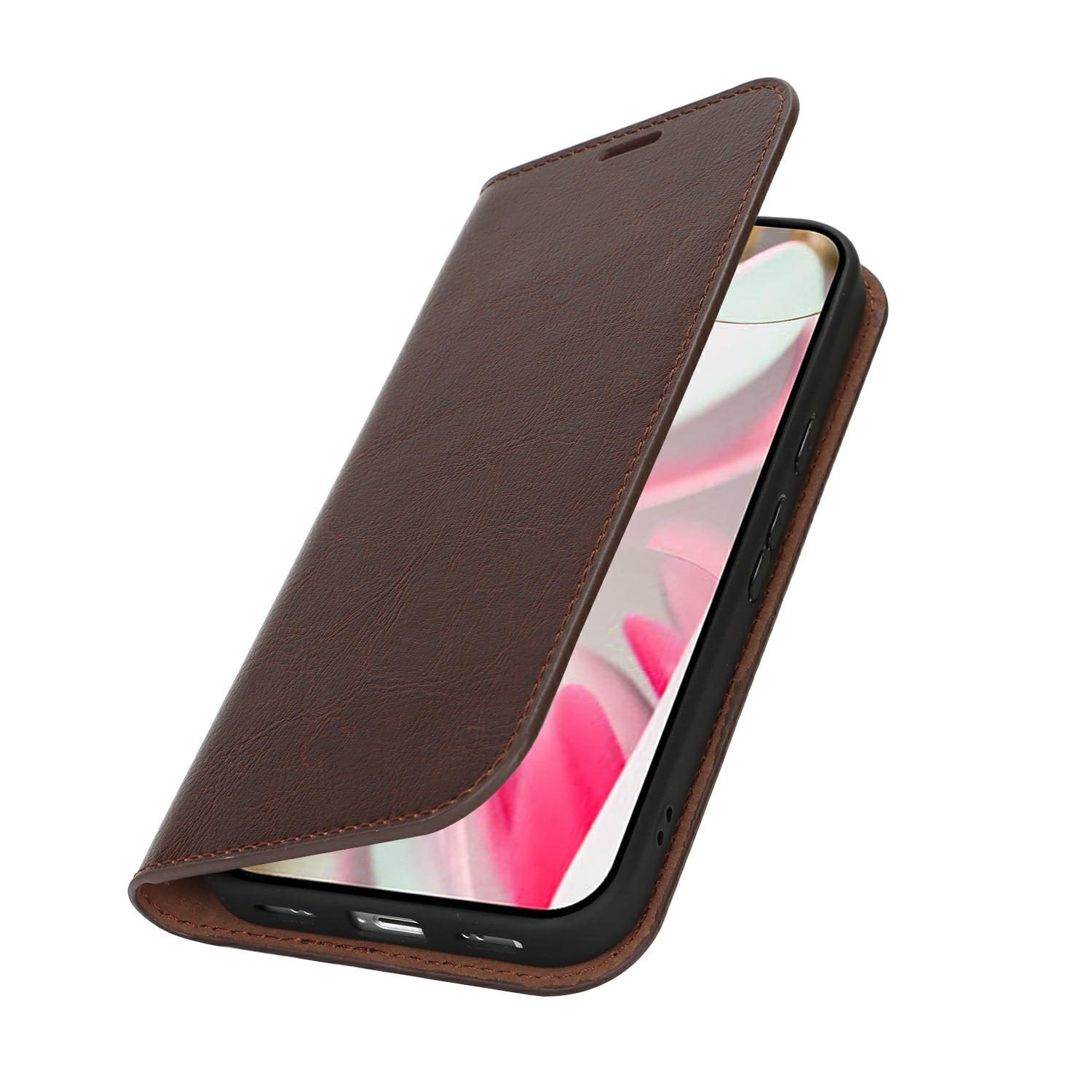 Google Pixel 10 Mobielhoesje Echt Leer Donkerbruin
