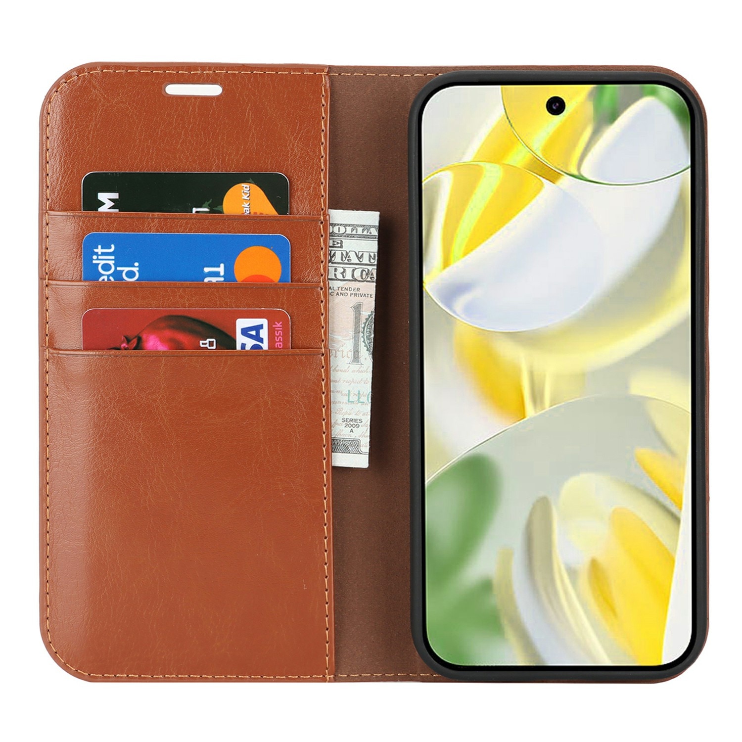 Google Pixel 10 Pro XL Mobielhoesje Echt Leer Bruin