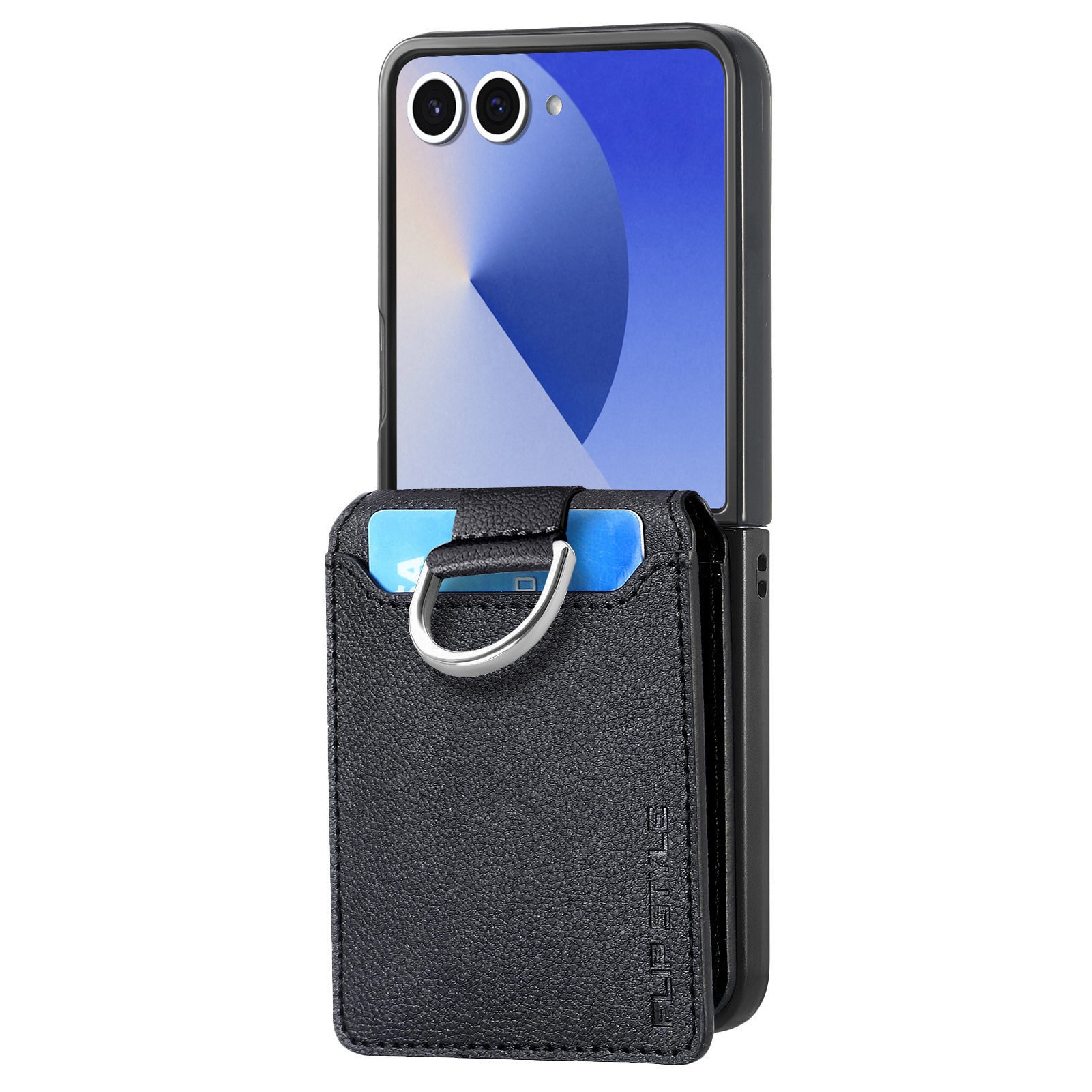 Samsung Galaxy Z Flip 7 Hoesje met Ringhouder + Cardslot, zwart