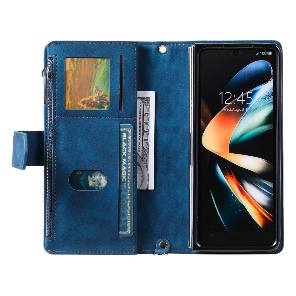 Samsung Galaxy Z Fold 4 Portemonnee tas Quilted Blauw
