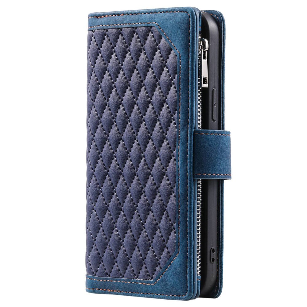 Samsung Galaxy Z Fold 4 Portemonnee tas Quilted Blauw