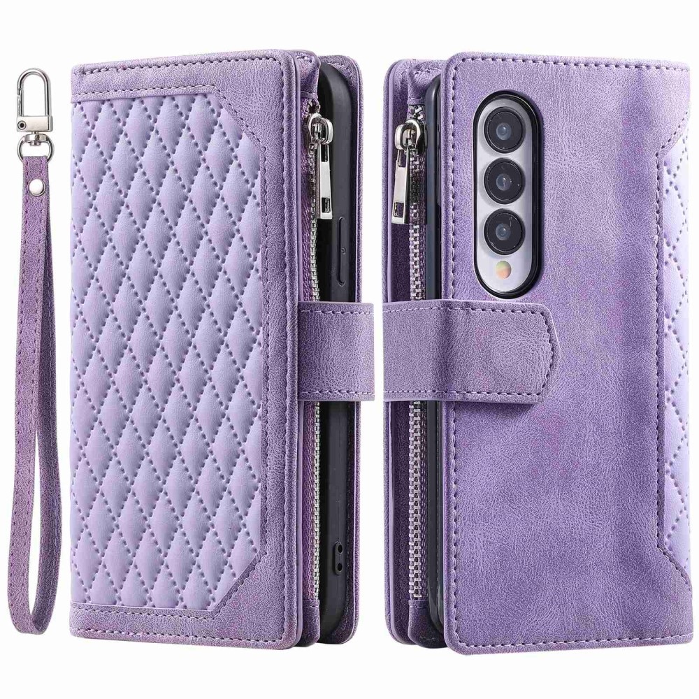 Samsung Galaxy Z Fold 4 Portemonnee tas Quilted Paars