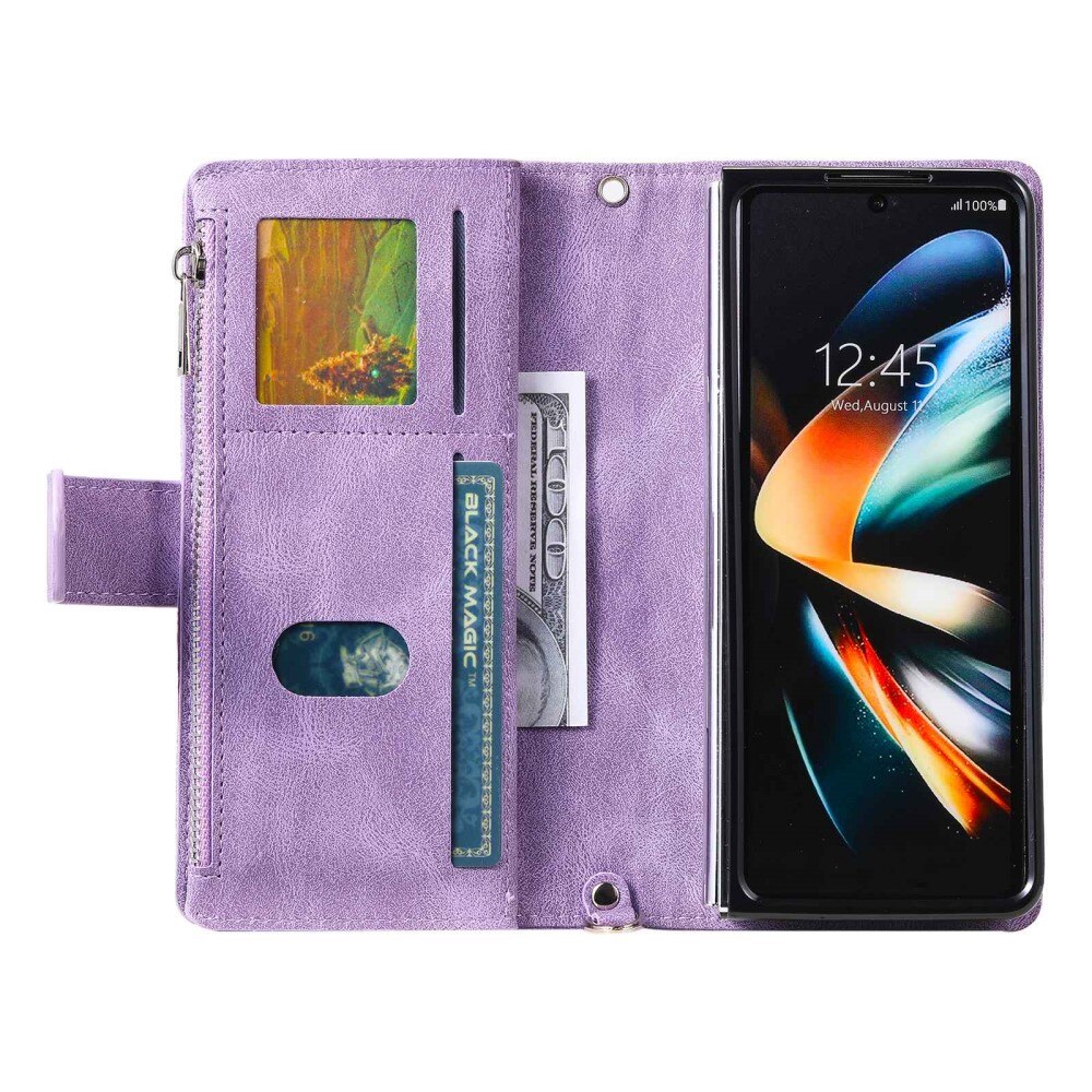 Samsung Galaxy Z Fold 4 Portemonnee tas Quilted Paars