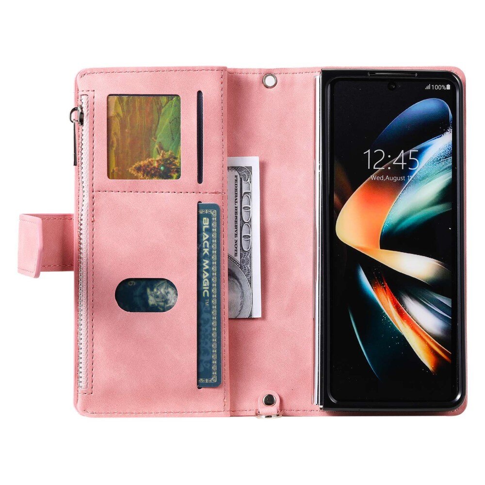 Samsung Galaxy Z Fold 4 Portemonnee tas Quilted Roze