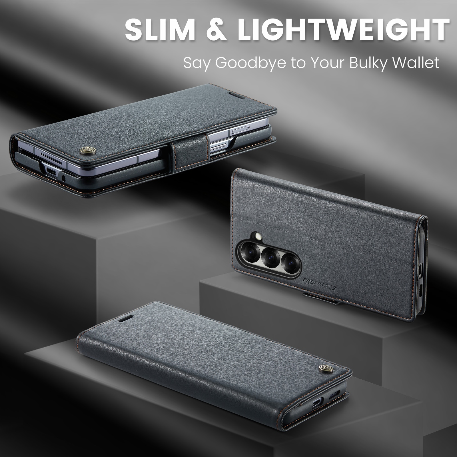 RFID blocking Slim Bookcover hoesje Samsung Galaxy Z Fold 7 zwart