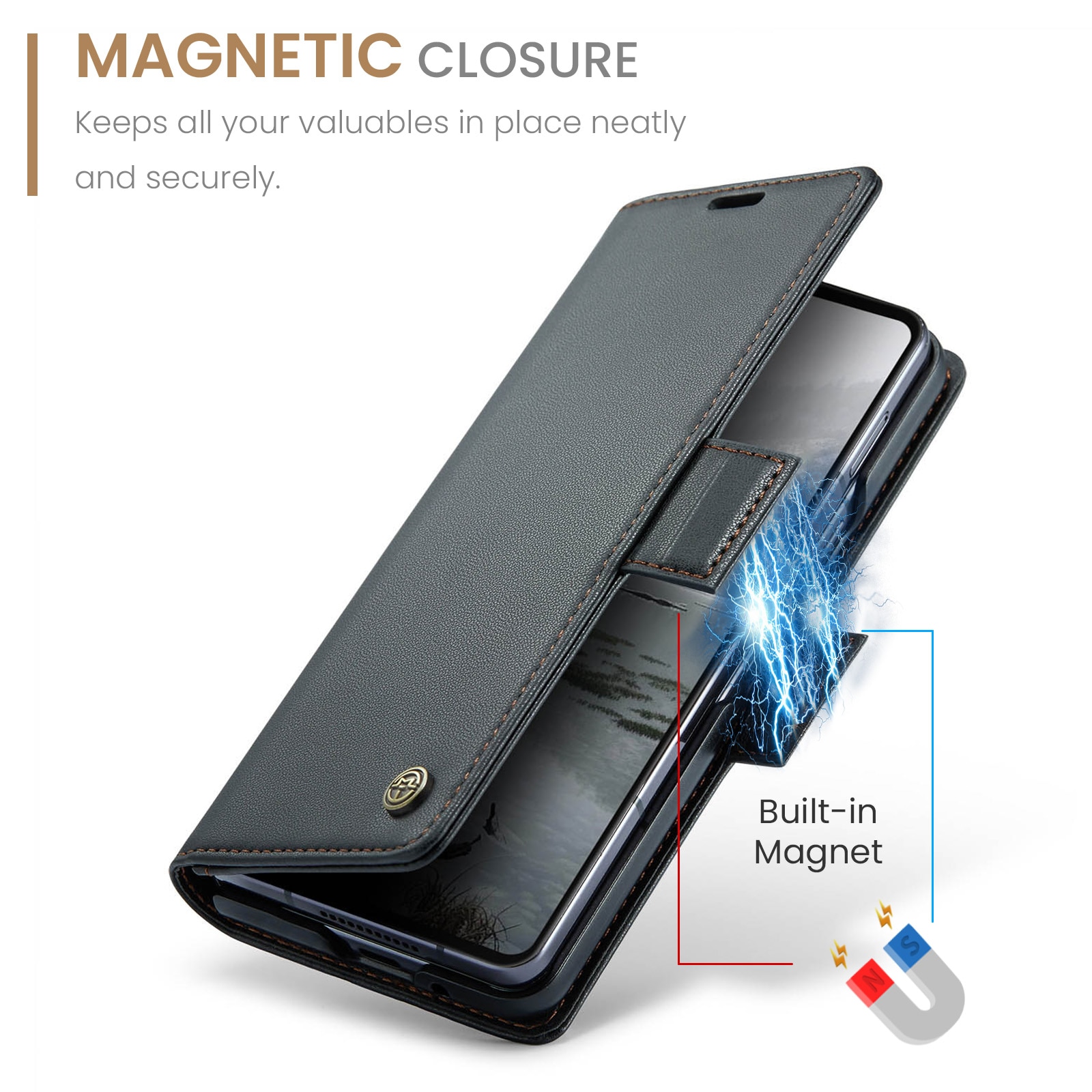 RFID blocking Slim Bookcover hoesje Samsung Galaxy Z Fold 7 zwart