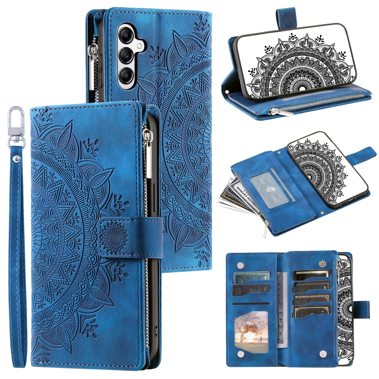 Samsung Galaxy S25 FE Portemonnee tas Mandala, Blauw