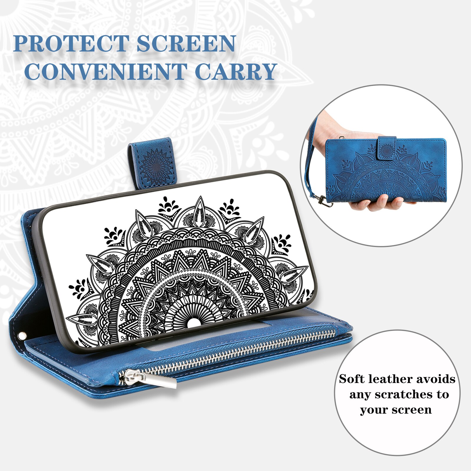 Samsung Galaxy S25 FE Portemonnee tas Mandala, Blauw