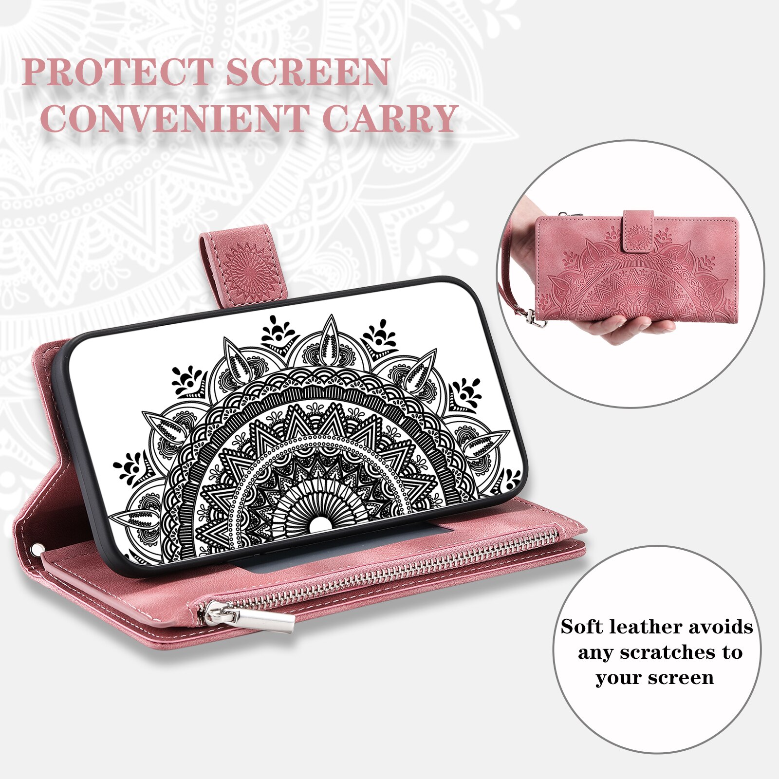 Samsung Galaxy S25 FE Portemonnee tas Mandala, Roze