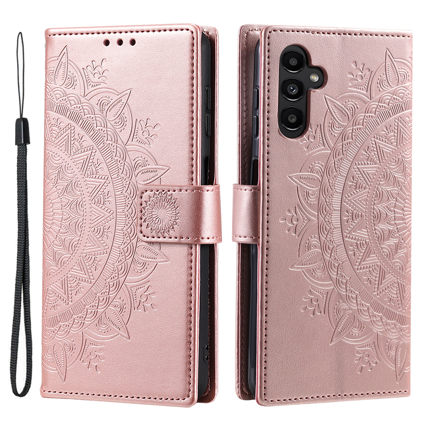 Samsung Galaxy S25 FE Leren Mandalahoesje Rosé goud
