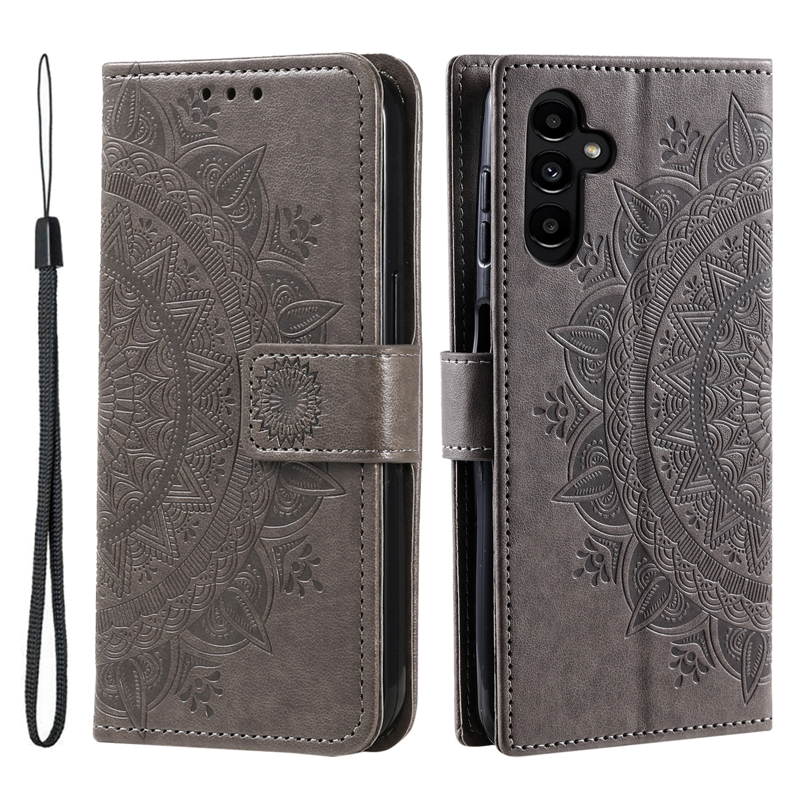 Samsung Galaxy S25 FE Leren Mandalahoesje Grijs