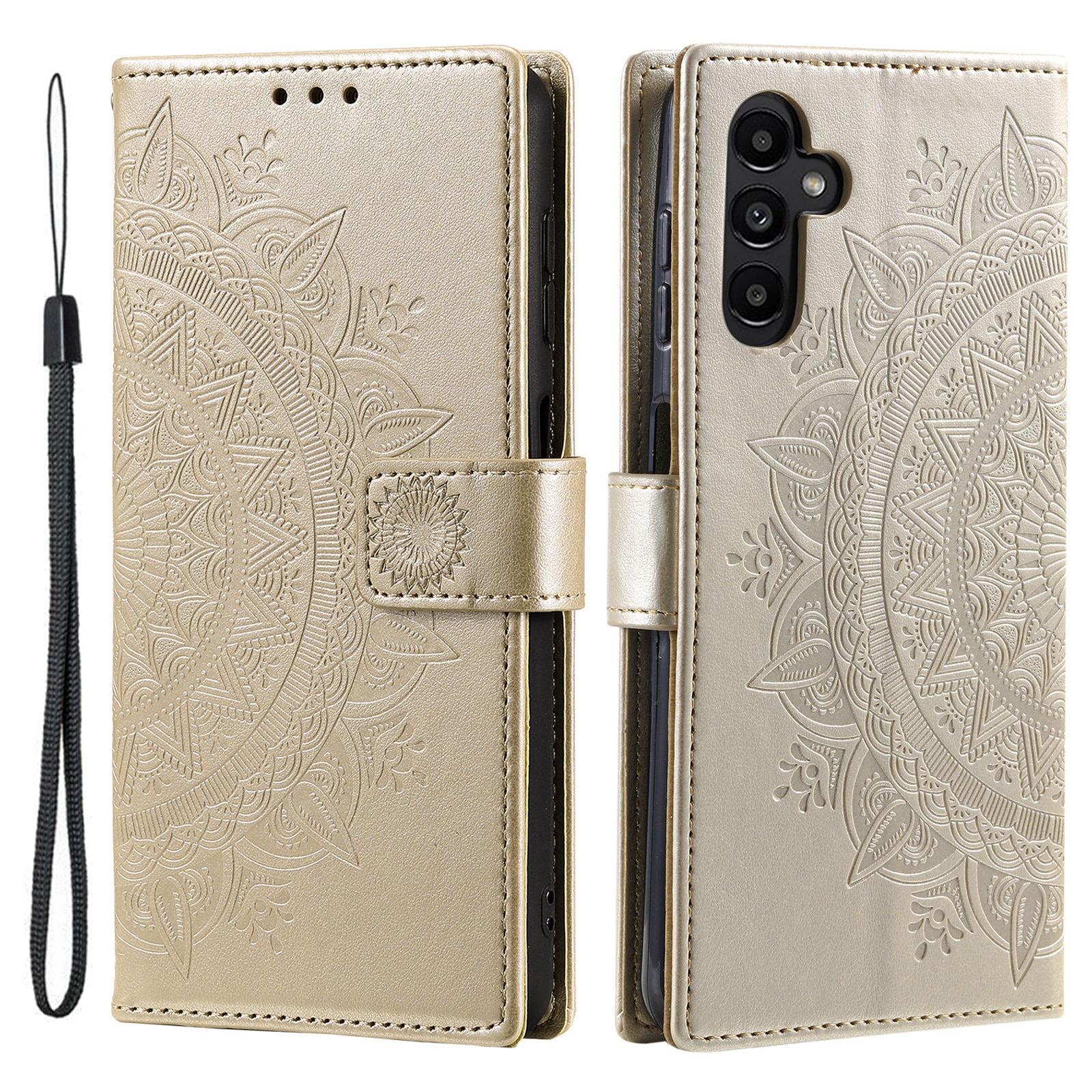 Samsung Galaxy S25 FE Leren Mandalahoesje Goud