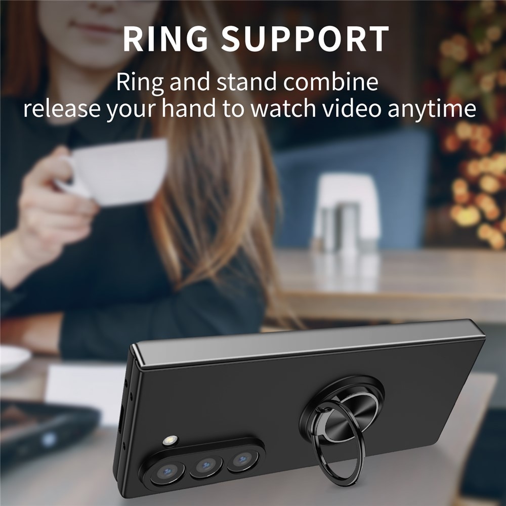 Samsung Galaxy Z Fold 7 Hoesje met magnetische ringhouder zwart