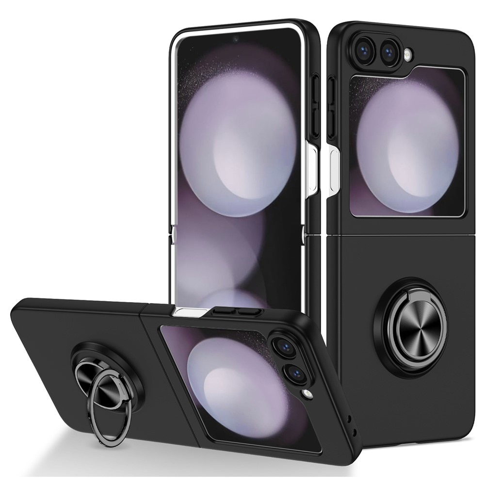 Samsung Galaxy Z Flip 7 Hoesje met magnetische ringhouder zwart
