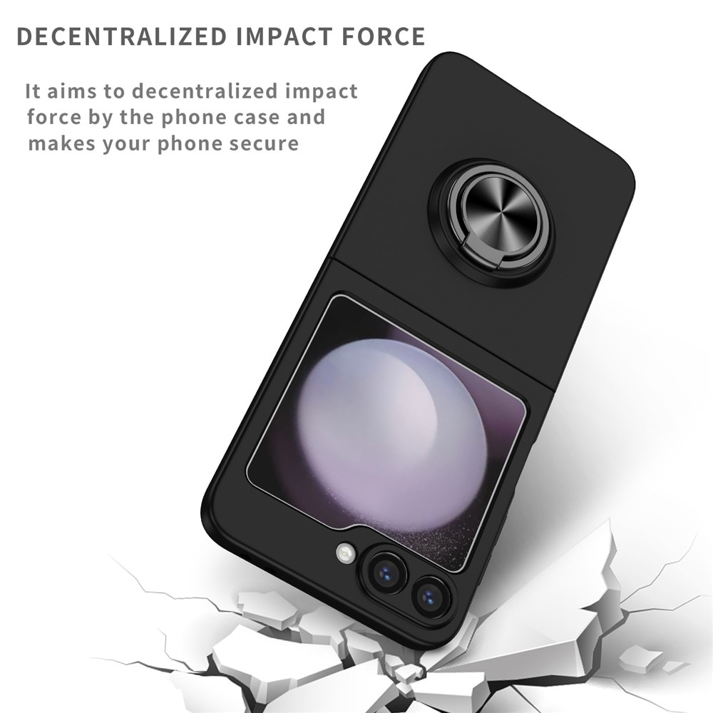 Samsung Galaxy Z Flip 7 Hoesje met magnetische ringhouder zwart