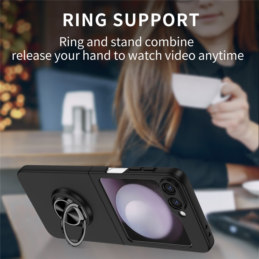 Samsung Galaxy Z Flip 7 Hoesje met magnetische ringhouder zwart