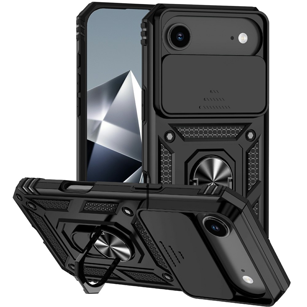 iPhone 17 Air Hybridcase Ring + Camera Protector Zwart
