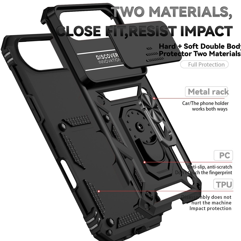 iPhone 17 Air Hybridcase Ring + Camera Protector Zwart