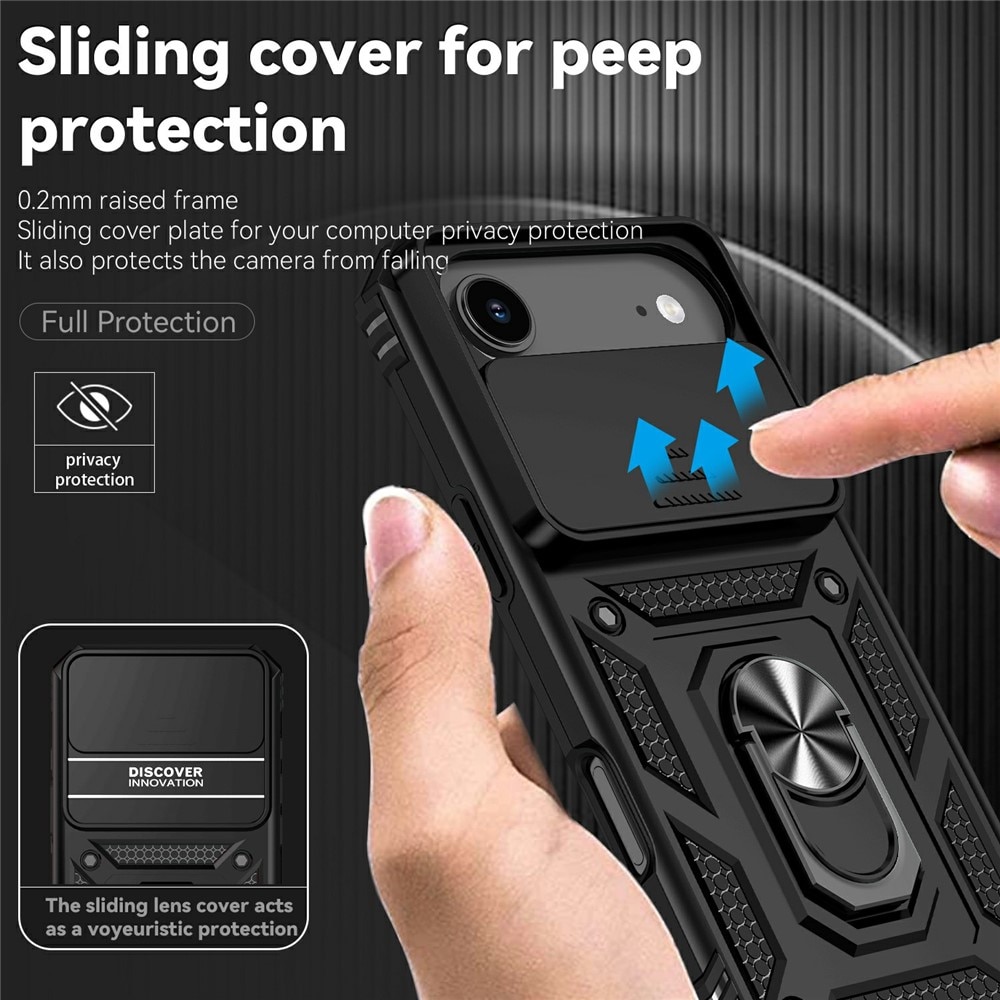 iPhone 17 Air Hybridcase Ring + Camera Protector Zwart