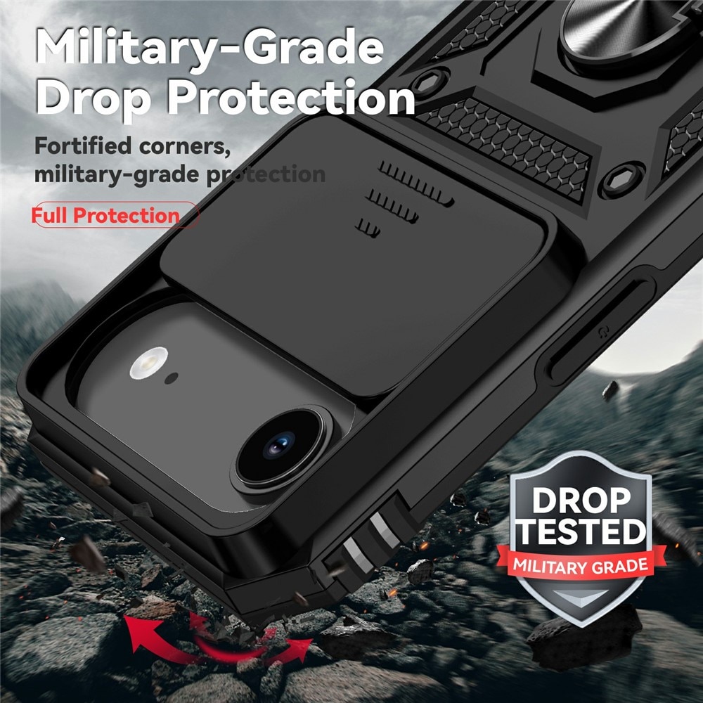 iPhone 17 Air Hybridcase Ring + Camera Protector Zwart