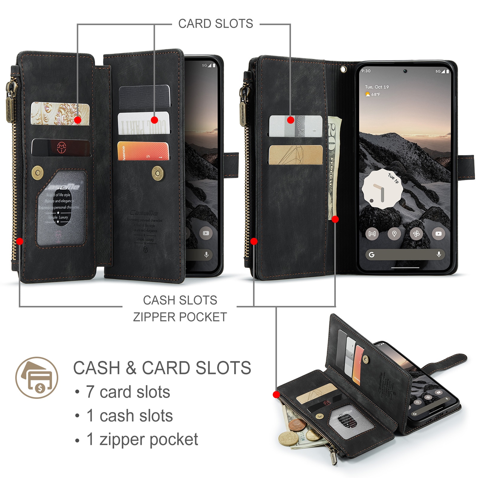 Bookcover hoesje Rits Google Pixel 10 Pro Zwart