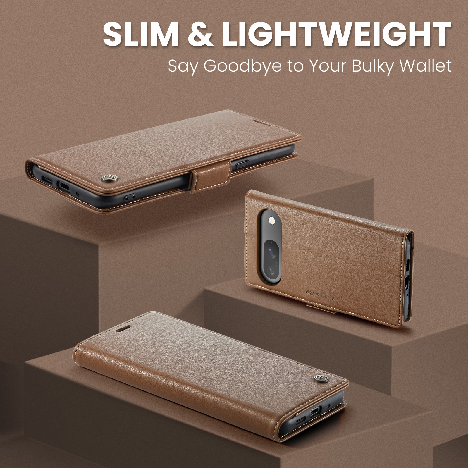 RFID blocking Slim Bookcover Hoesje Google Pixel 10 Pro Bruin