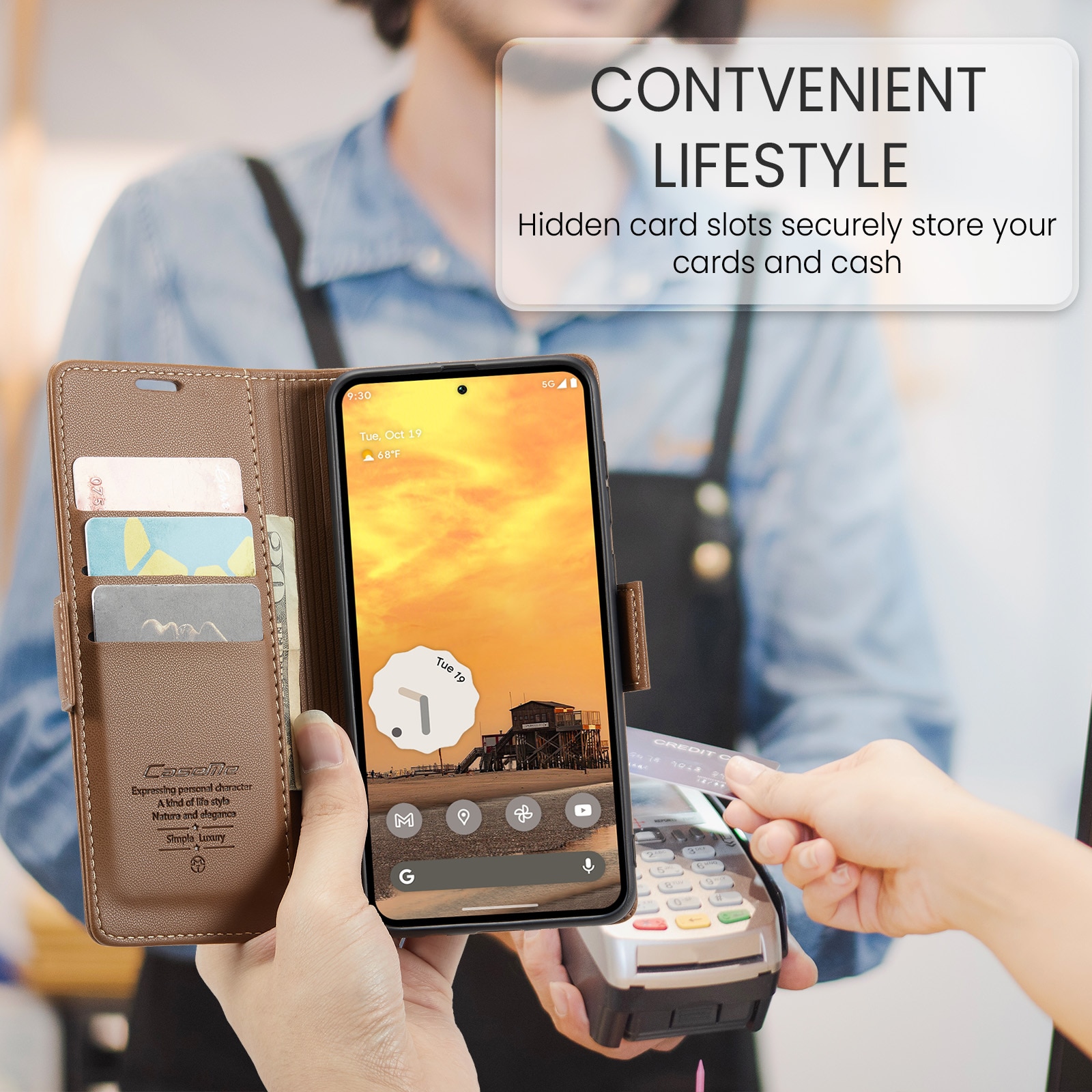 RFID blocking Slim Bookcover Hoesje Google Pixel 10 Pro Bruin