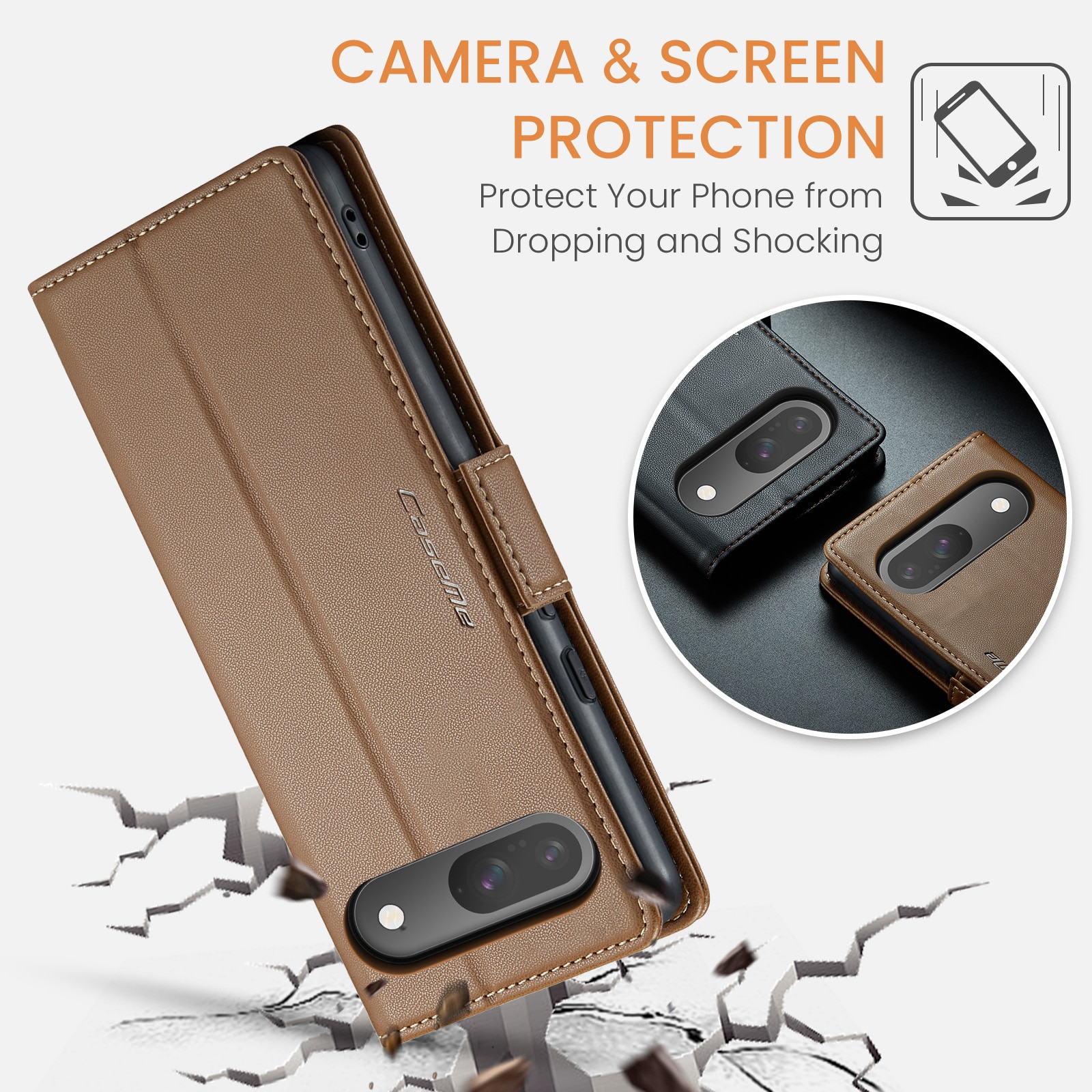 RFID blocking Slim Bookcover Hoesje Google Pixel 10 Pro Bruin