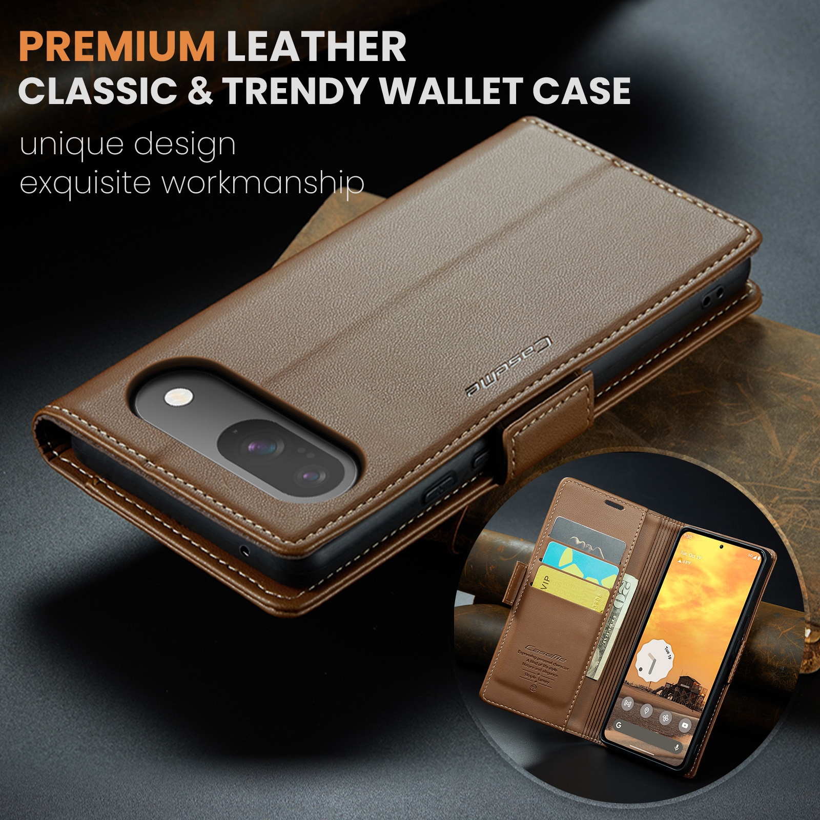 RFID blocking Slim Bookcover Hoesje Google Pixel 10 Pro Bruin