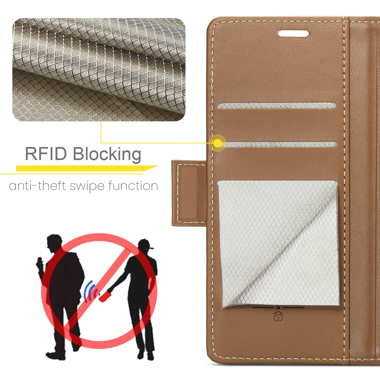 RFID blocking Slim Bookcover Hoesje Google Pixel 10 Pro Bruin