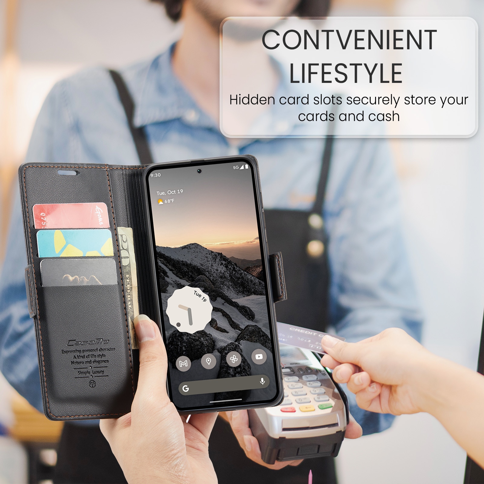 RFID blocking Slim Bookcover Hoesje Google Pixel 10 Pro Zwart