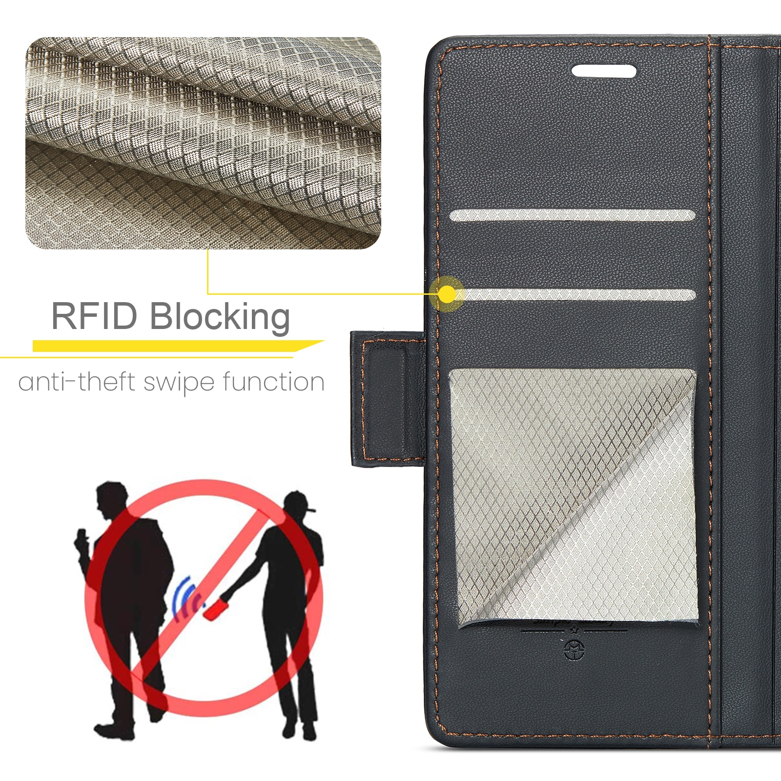 RFID blocking Slim Bookcover Hoesje Google Pixel 10 Pro Zwart