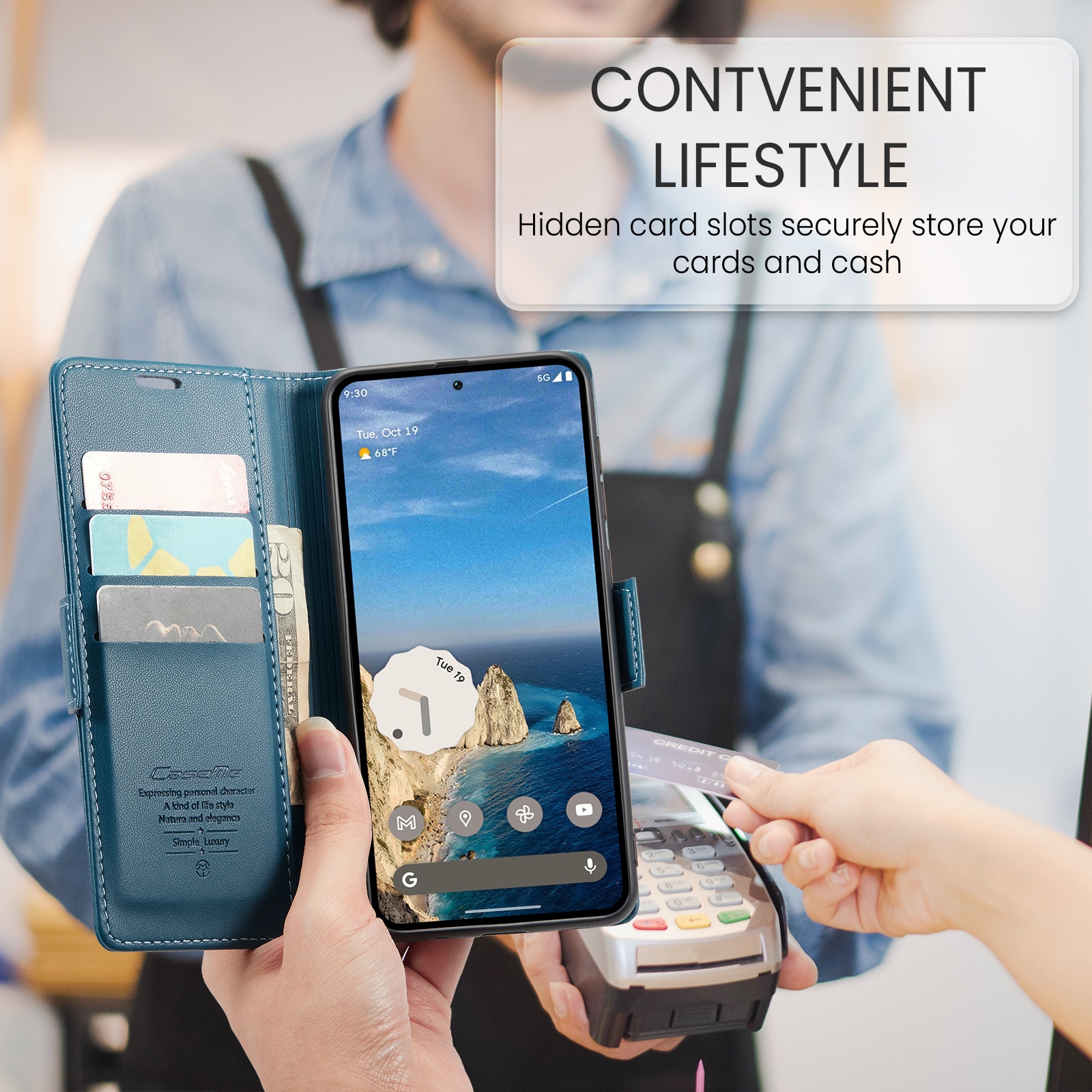 RFID blocking Slim Bookcover Hoesje Google Pixel 10 Pro Blauw