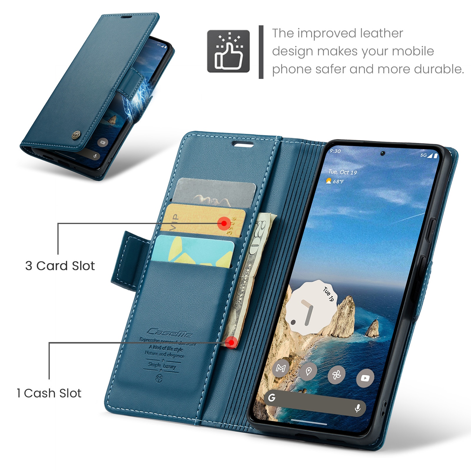 RFID blocking Slim Bookcover Hoesje Google Pixel 10 Pro Blauw