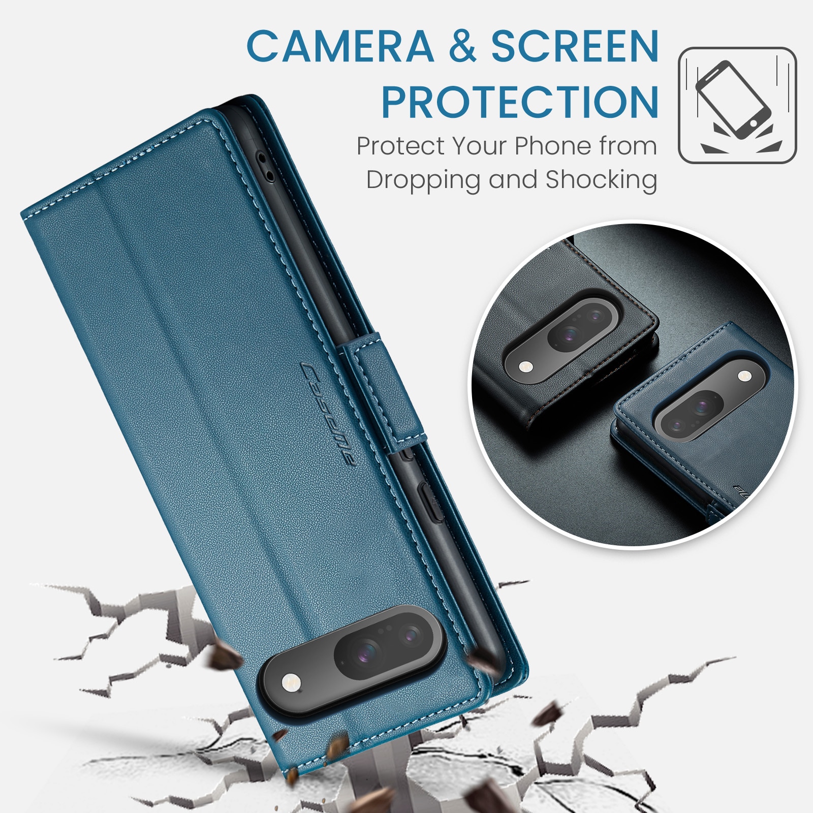 RFID blocking Slim Bookcover Hoesje Google Pixel 10 Pro Blauw