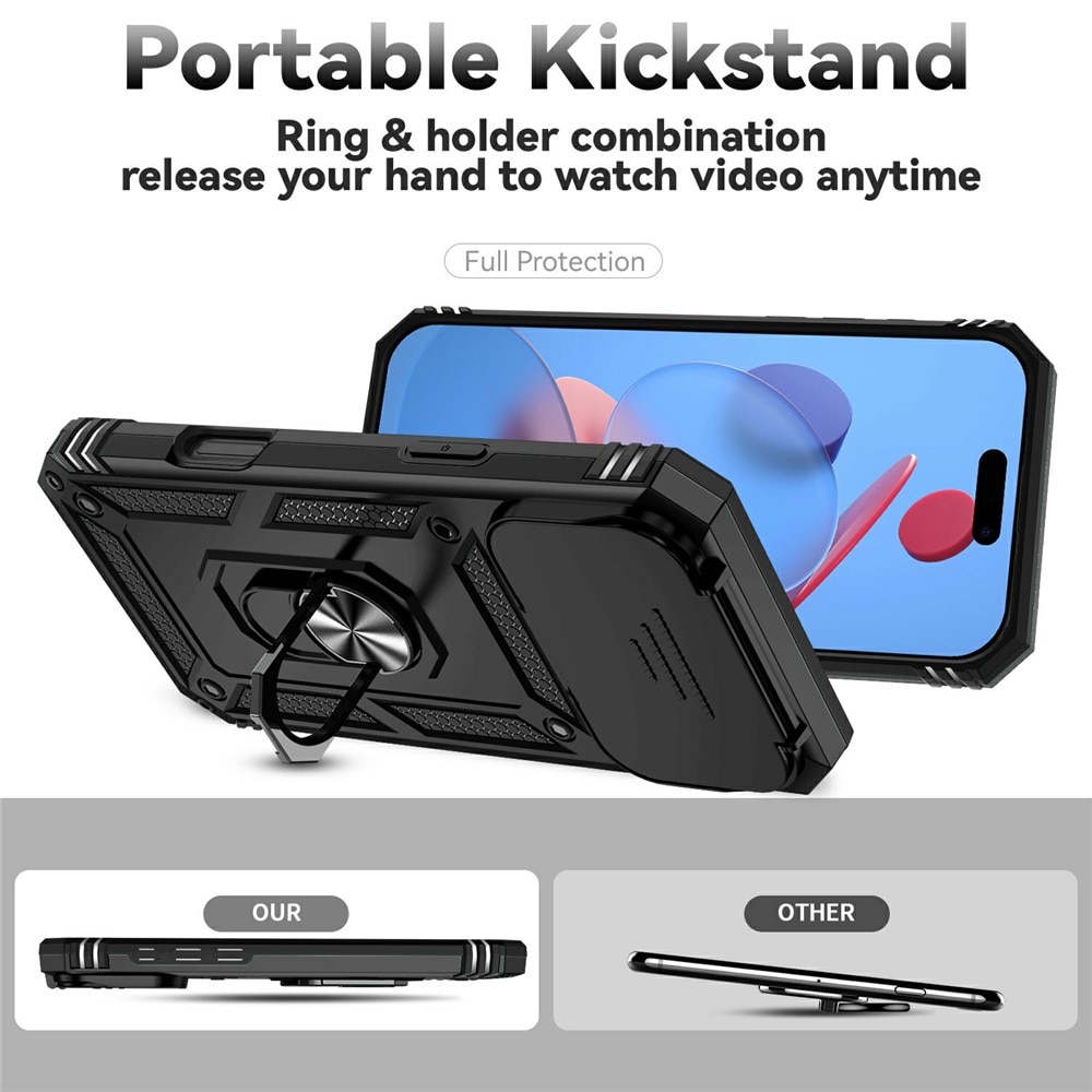 iPhone 17 Pro Hybridcase Ring + Camera Protector Zwart